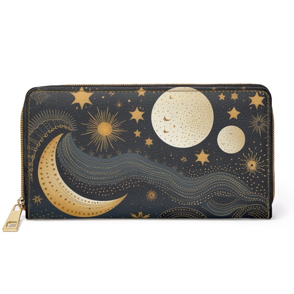 Celestial Moon Zipper Wallet | Starr and Cosmic, Astrology Themed - Picture 1 of 5